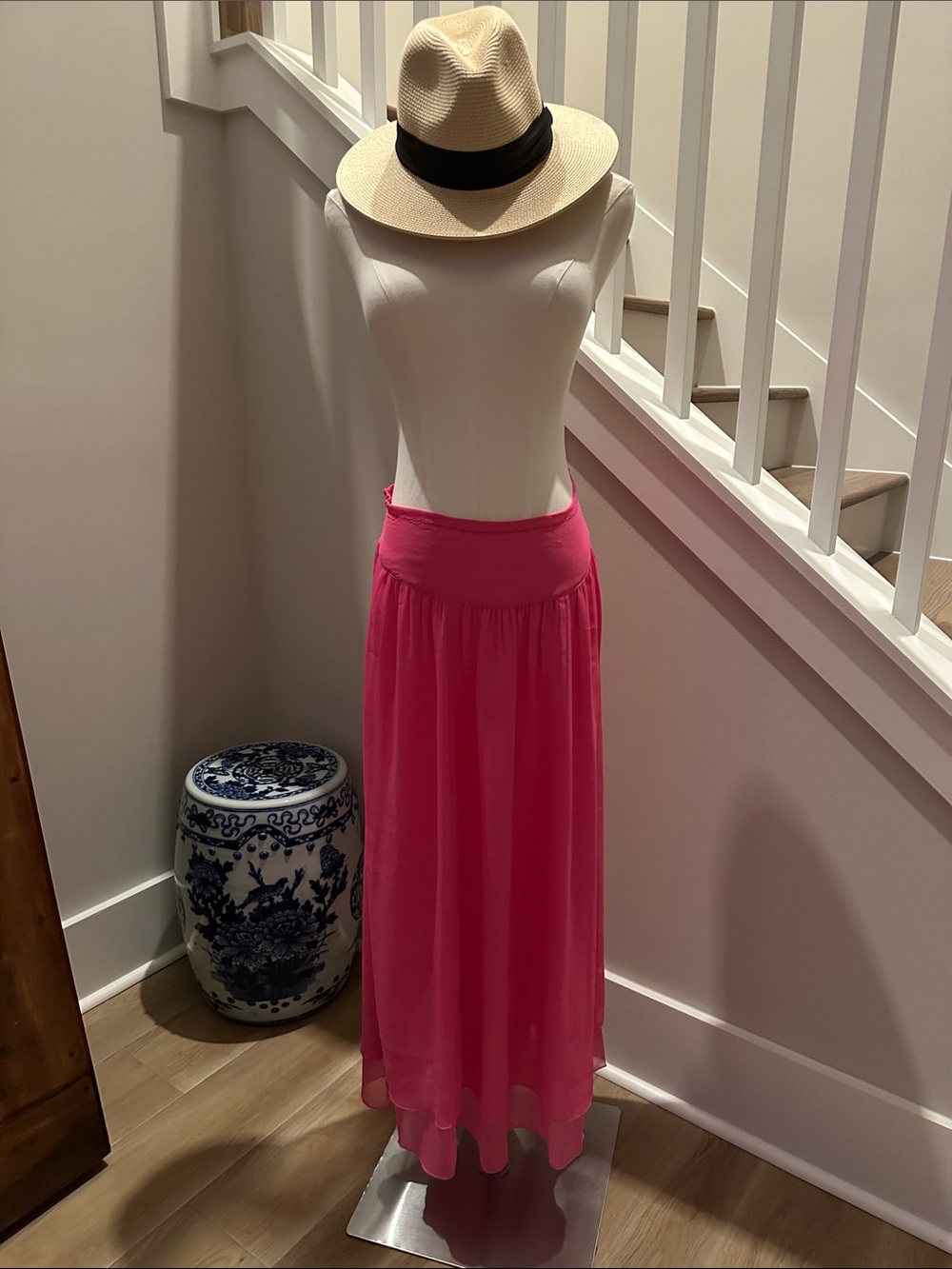 aerie Hot Pink Maxi Skirt with Wide Waistband